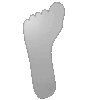 Weiße Wellpappe in Fußabdruck-Form konturgefräst <br>einseitig 4/0-farbig bedruckt