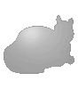 Weiße Wellpappe in Katze-Form konturgefräst <br>einseitig 4/0-farbig bedruckt