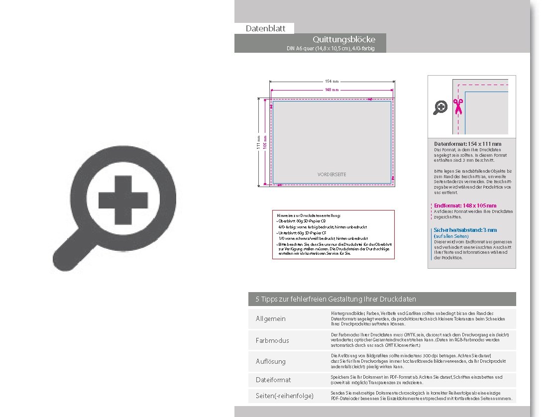 Product Bild quittungsblock_din_a6_quer__6-fach__4_0-farbig__50_s__tze_je_block