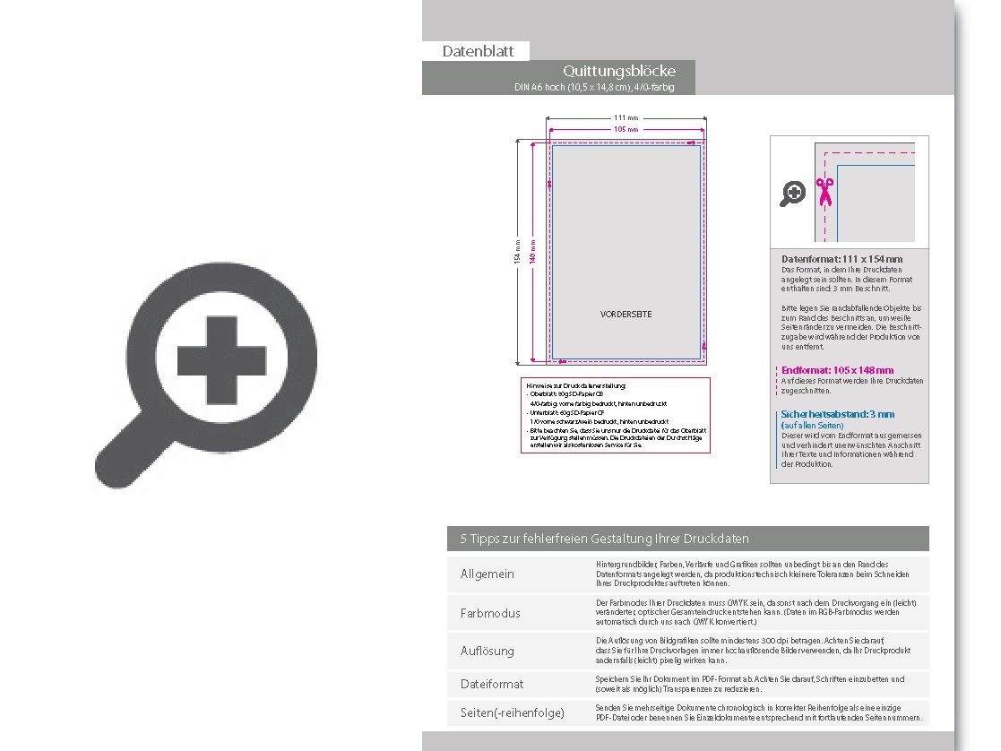 Product Bild quittungsblock_din_a6_quer__3-fach__4_0-farbig__25_s__tze_je_block