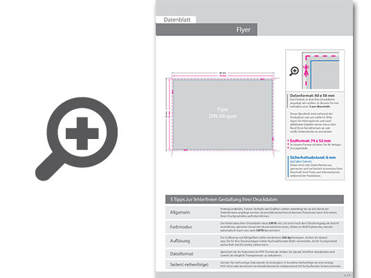 Product Bild multiloft-flyer_din_a8_quer_(7_4_cm_x_5_2_cm)_beidseitig_folienkaschiert_matt_und_beidseitiger_hei__folienpr__gung_silber__4_4_farbig_(beidseitiger_druck)
