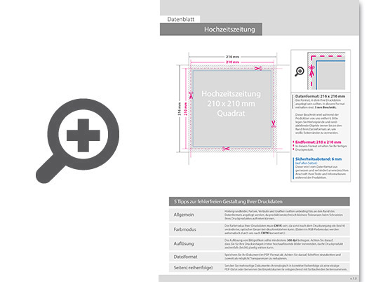 Product Bild hochzeitszeitung_mit_drahtheftung__endformat_quadrat_21_0_cm_x_21_0_cm__144-seitig